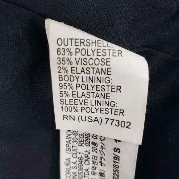 Zara Houndstooth Plaid Sheath Dress S Cap Sleeves Work Career Black Gray - Picture 8 of 8